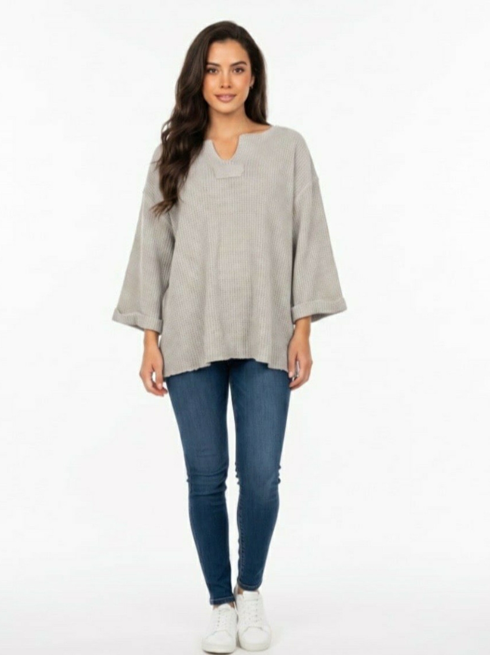 PINK LILY OVERSIZED WAFFLE KNIT SWEATER